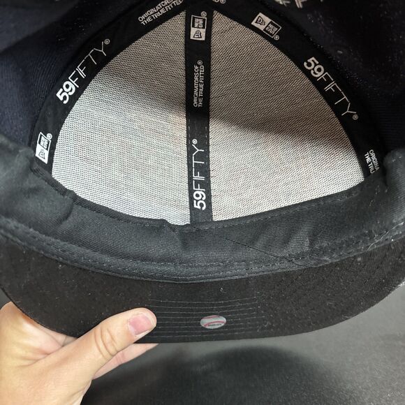 Boston Red Sox Script Baseball MLB New Era 59Fifty Fitted Hat Size 7 1/4 Wool - Picture 8 of 11